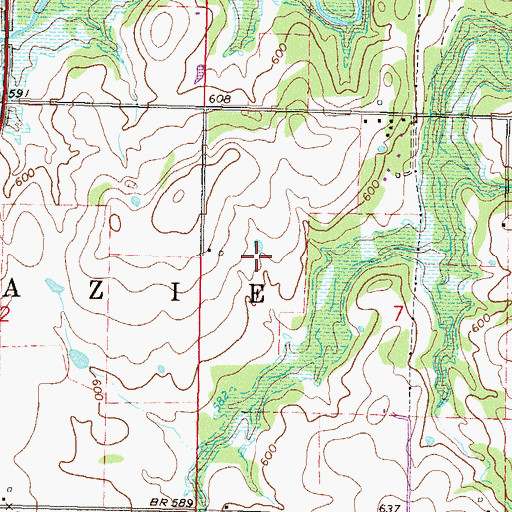 Topographic Map of Mazie, OK