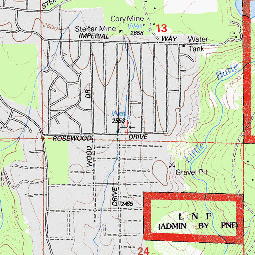 Topographic Map of Magalia Mine, CA