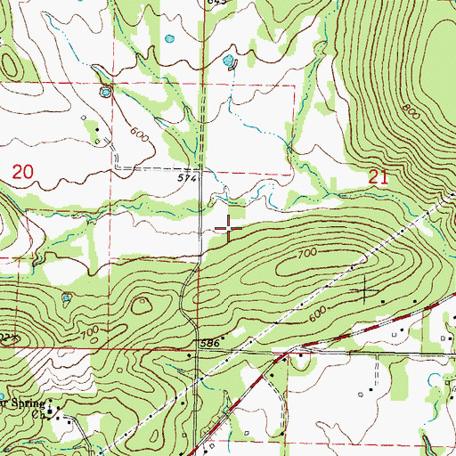 Topographic Map of Notchietown, OK