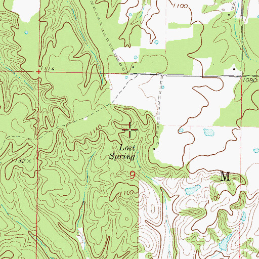 Topographic Map of Oaks Community, OK