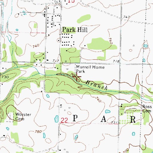 Topographic Map of Park Hill, OK