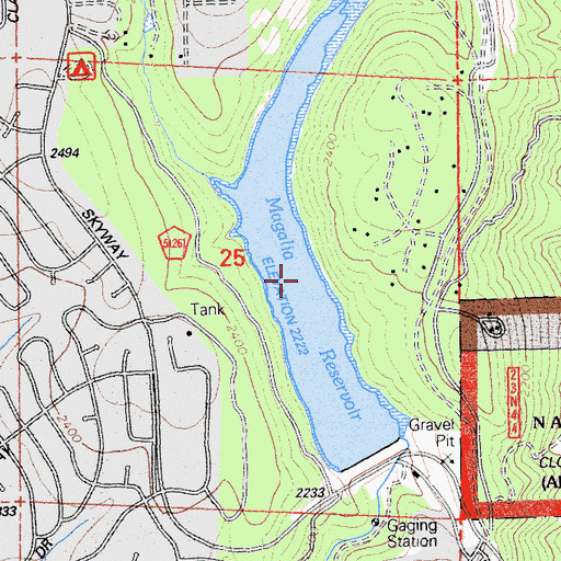 Topographic Map of Magalia Reservoir, CA