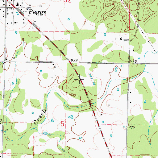 Topographic Map of Peggs Community, OK