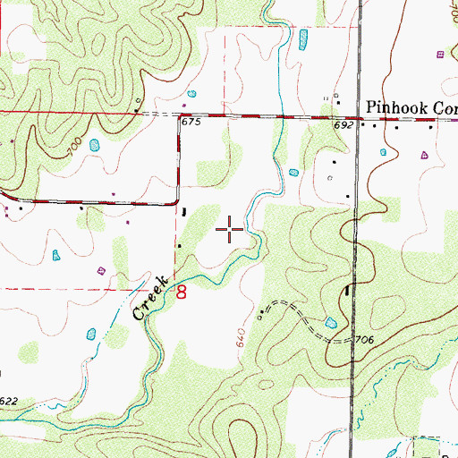 Topographic Map of Pinhook Corner, OK