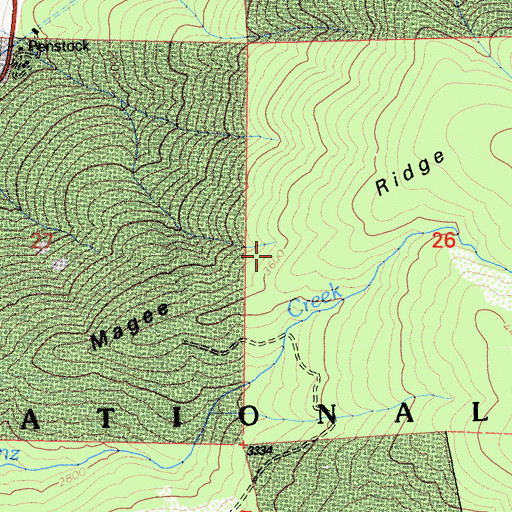 Topographic Map of Magee Ridge, CA