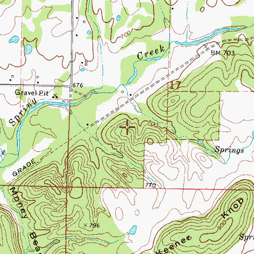Topographic Map of Shady Grove, OK
