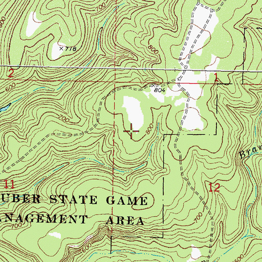 Topographic Map of Sour John, OK