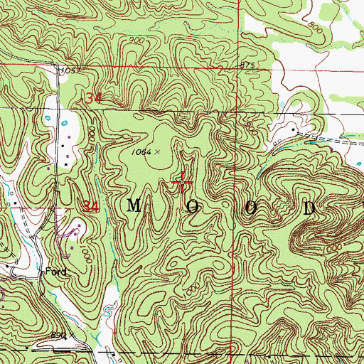 Topographic Map of Steely Hollow, OK