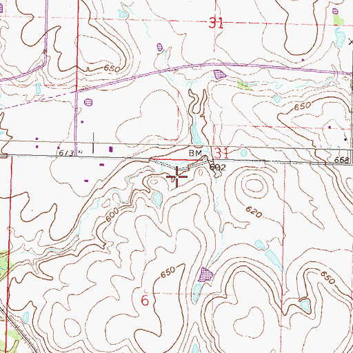 Topographic Map of Tiawah, OK
