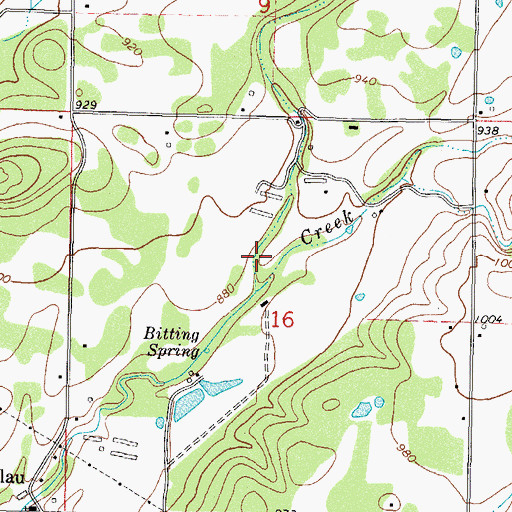 Topographic Map of Wauhillau, OK