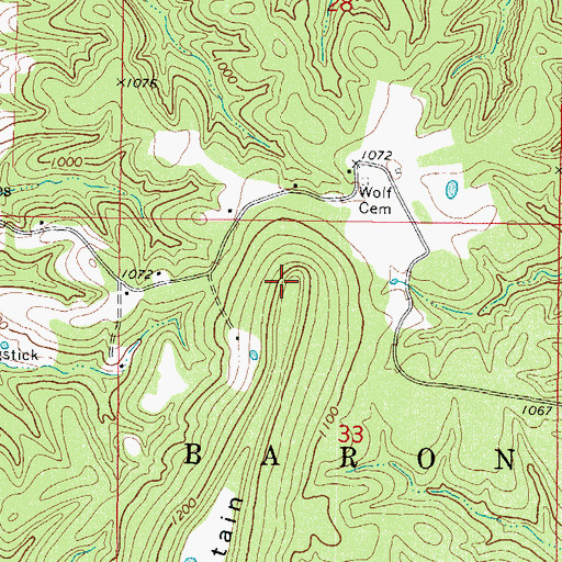 Topographic Map of West Peavine, OK