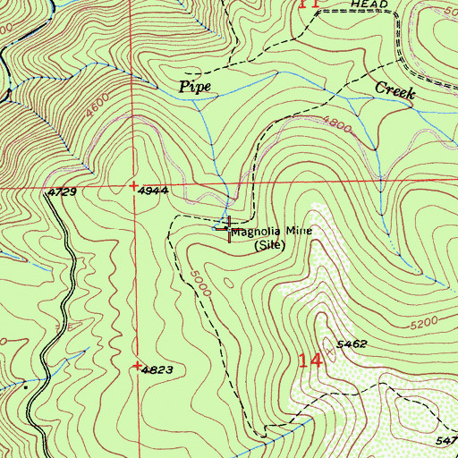 Topographic Map of Magnolia Mine, CA