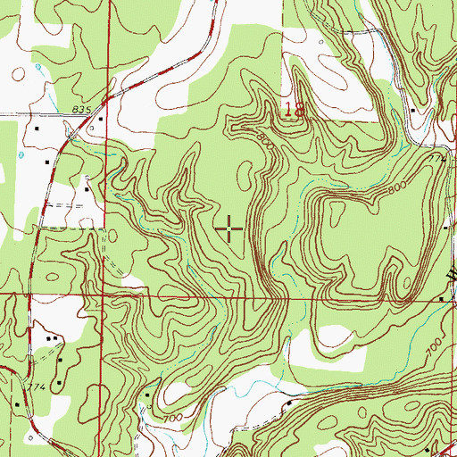 Topographic Map of Wickliffe, OK