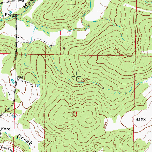 Topographic Map of Woodall, OK