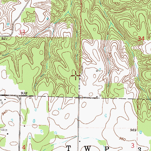 Topographic Map of Zena, OK