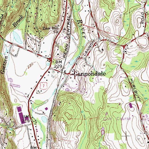 Topographic Map of Cannondale Census Designated Place, CT