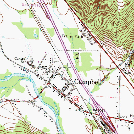 Topographic Map of Campbell Census Designated Place, NY
