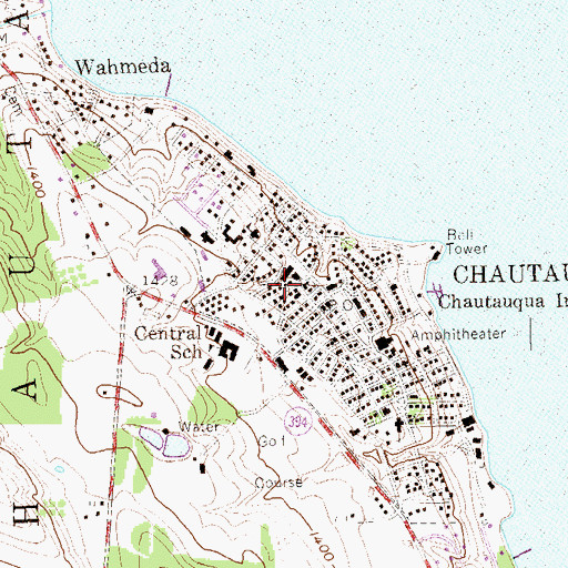 Topographic Map of Chautauqua Census Designated Place, NY