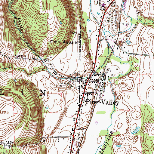 Topographic Map of Pine Valley Census Designated Place, NY