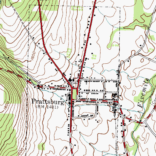 Topographic Map of Prattsburgh Census Designated Place, NY
