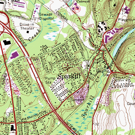 Topographic Map of Sparkill Census Designated Place, NY