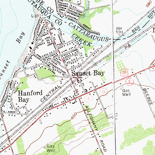 Topographic Map of Sunset Bay Census Designated Place, NY