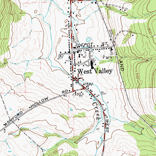 Topographic Map of West Valley Census Designated Place, NY