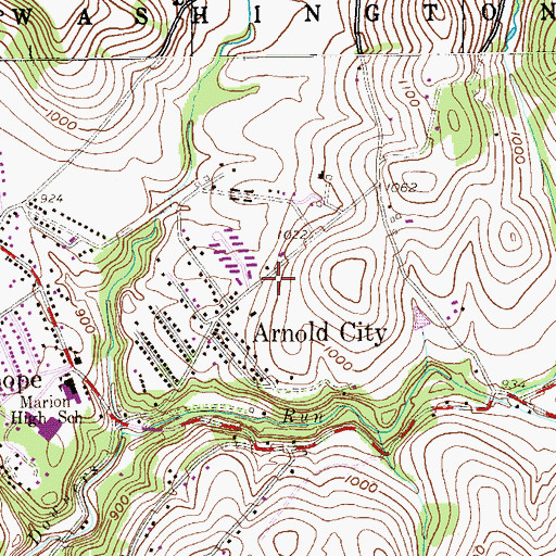 Topographic Map of Arnold City Census Designated Place, PA