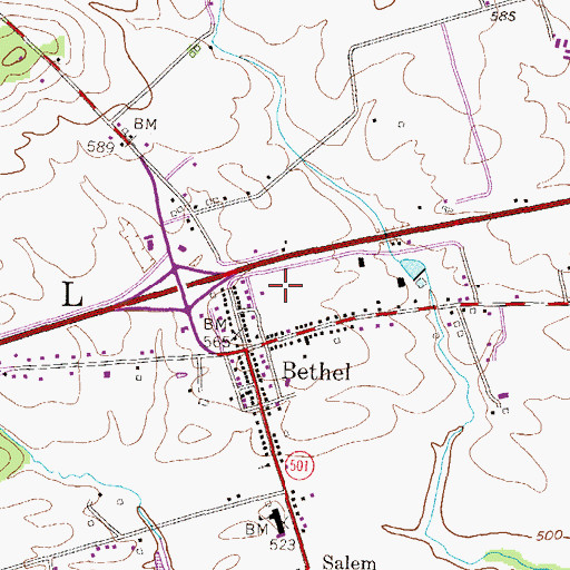 Topographic Map of Bethel Census Designated Place, PA