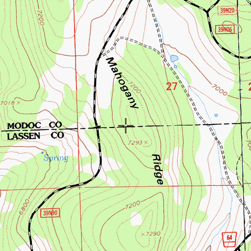Topographic Map of Mahogany Ridge, CA
