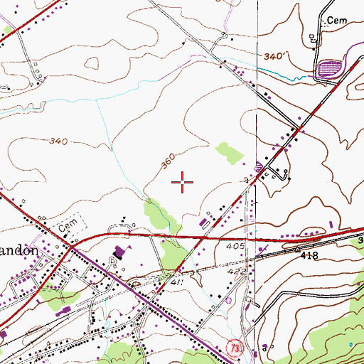 Topographic Map of Blandon Census Designated Place, PA