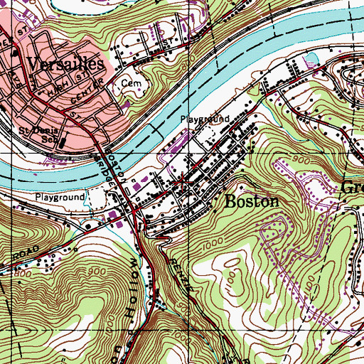 Topographic Map of Boston Census Designated Place, PA