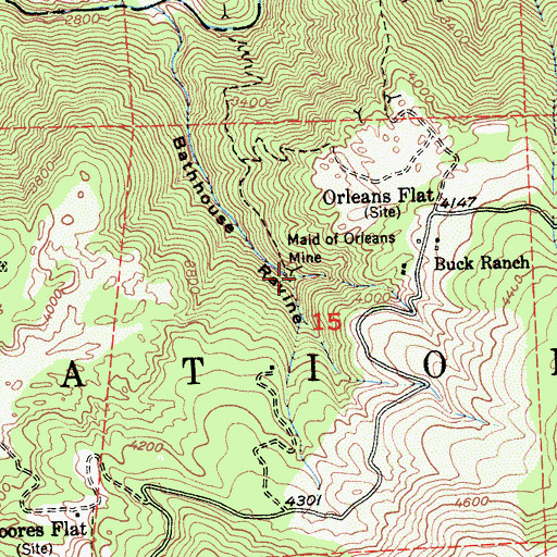 Topographic Map of Maid of Orleans Mine, CA