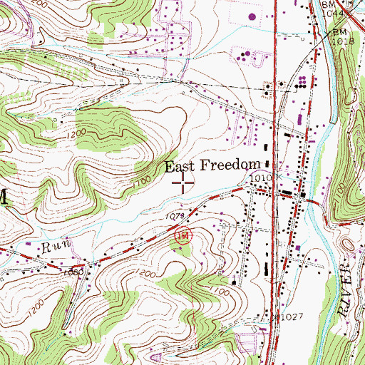 Topographic Map of East Freedom Census Designated Place, PA