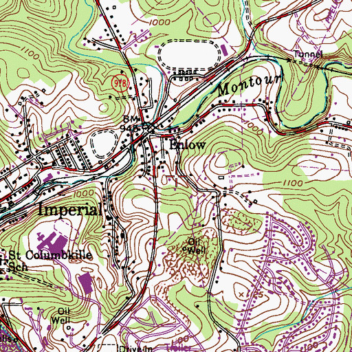 Topographic Map of Enlow Census Designated Place, PA