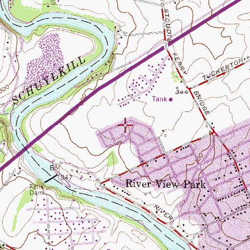 Topographic Map of Fox Chase Census Designated Place, PA