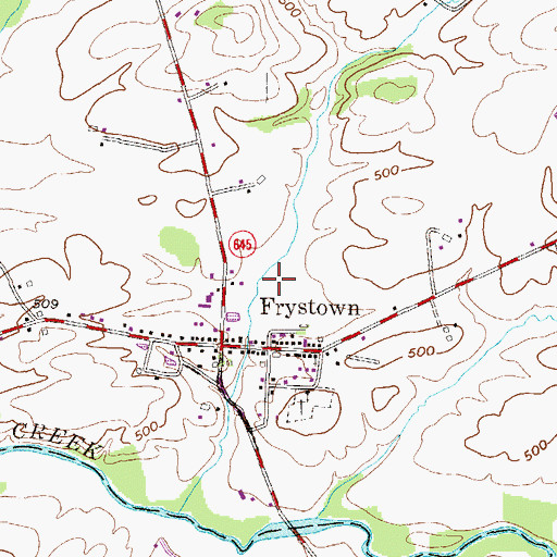 Topographic Map of Frystown Census Designated Place, PA
