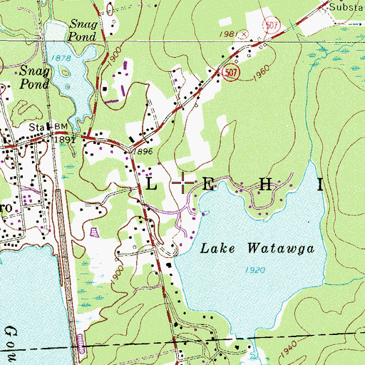 Topographic Map of Gouldsboro Census Designated Place, PA