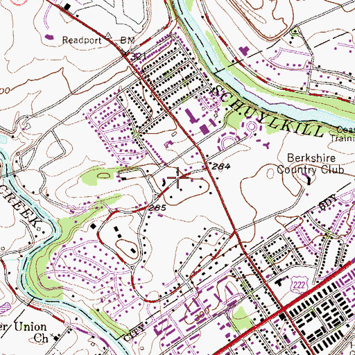 Topographic Map of Greenfields Census Designated Place, PA
