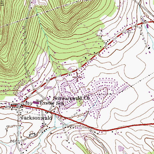 Topographic Map of Jacksonwald Census Designated Place, PA