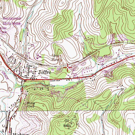 Topographic Map of Joffre Census Designated Place, PA