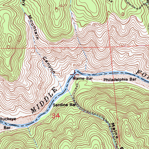 Topographic Map of Maine Bar, CA