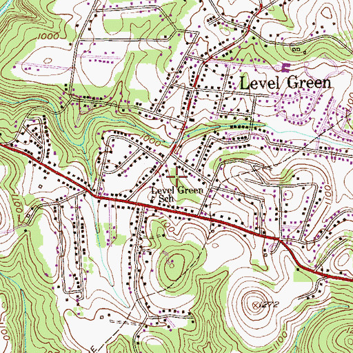 Topographic Map of Level Green Census Designated Place, PA