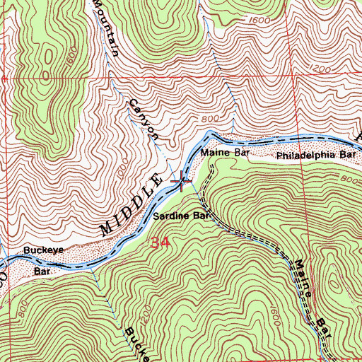 Topographic Map of Maine Bar Canyon, CA