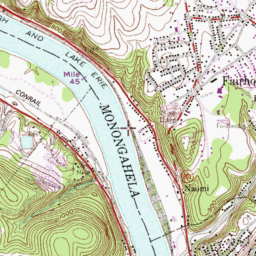 Topographic Map of Naomi Census Designated Place, PA