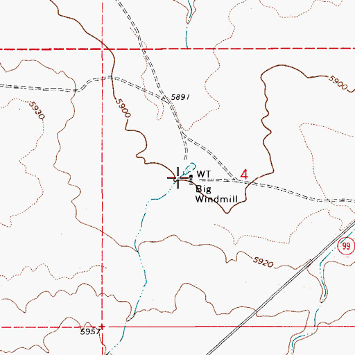 Topographic Map of Big Windmill, AZ