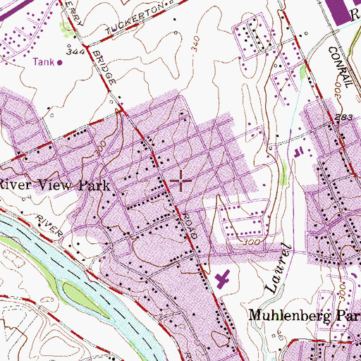 Topographic Map of Riverview Park Census Designated Place, PA
