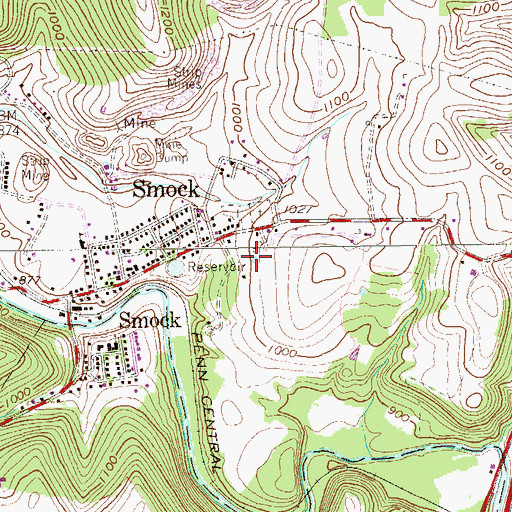 Topographic Map of Smock Census Designated Place, PA