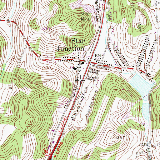 Topographic Map of Star Junction Census Designated Place, PA