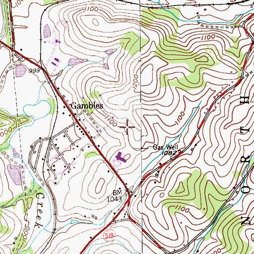 Topographic Map of Wylandville Census Designated Place, PA